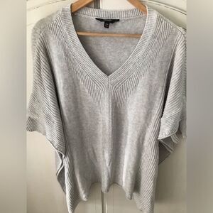 Simply Vera Wang Gray Cape Oversized Sweater Side Vent V-neck Cotton Blend S/M